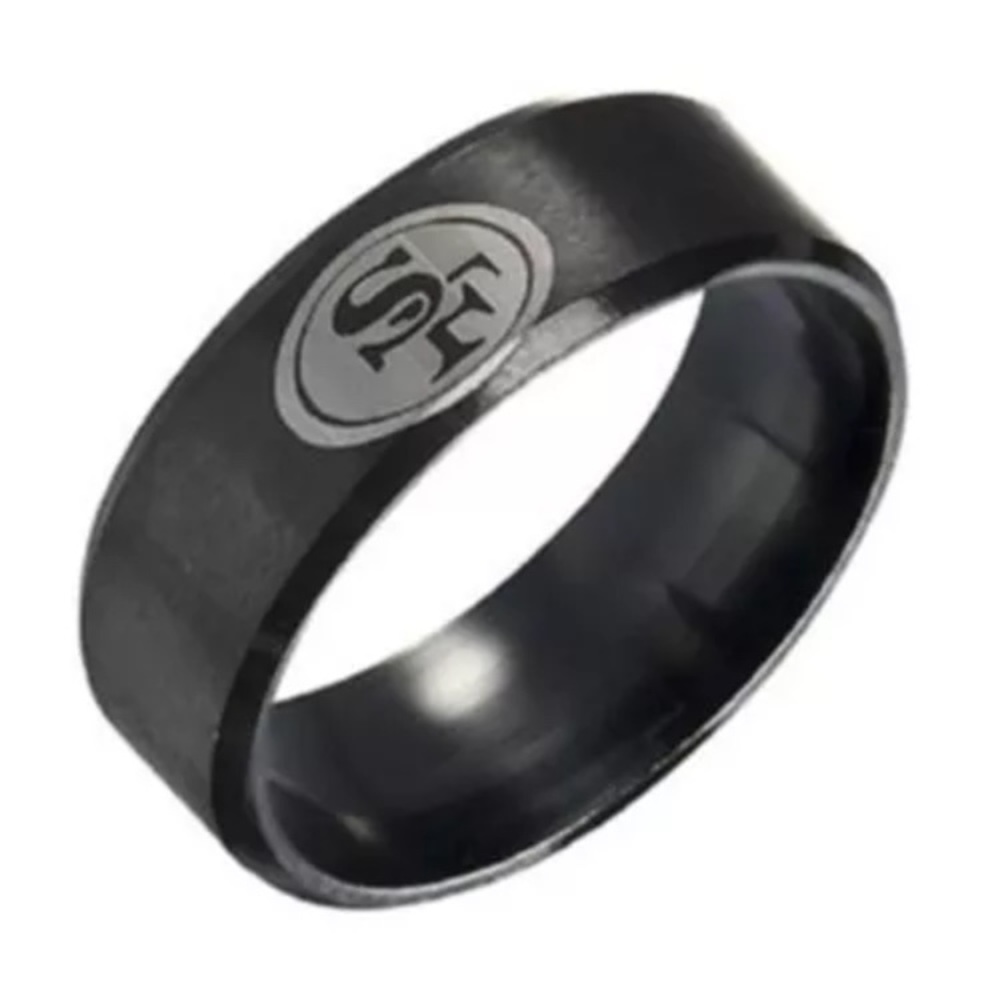 San Francisco 49ers black Stainless Steel Ring